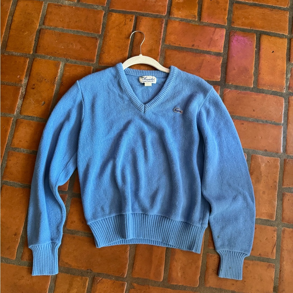 Lacoste woman's Blue V-Neck Sweater
